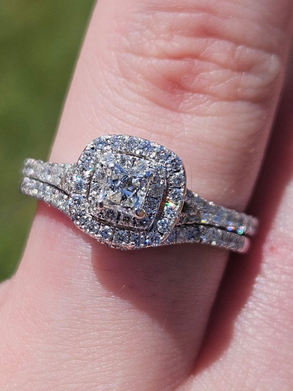 14K White Gold Neil Lane Fused Diamond Wedding Band Ring Set Size 9.5 with Box